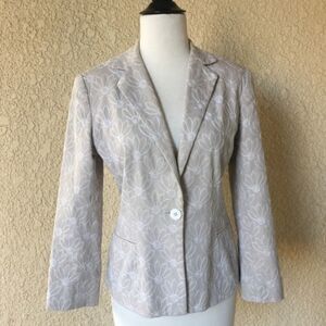 Sara Campbell Floral Embroidery Blazer Petite 6‎ Beige/White